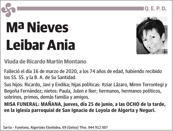 Mª Nieves Leibar Ania