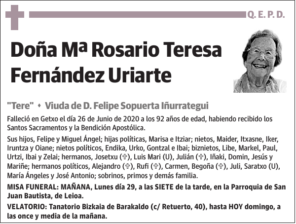 Mª Rosario Teresa Fernández Uriarte