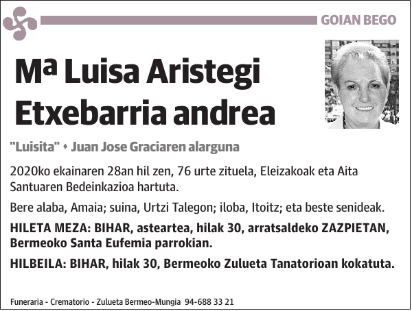 Mª Luisa Aristegi Etxebarria