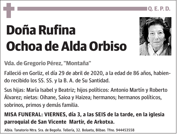 Rufina Ochoa de Alda Orbiso