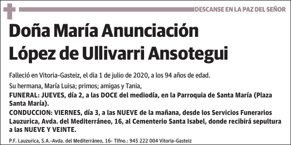 María Anunciación López de Ullivarri Ansotegui