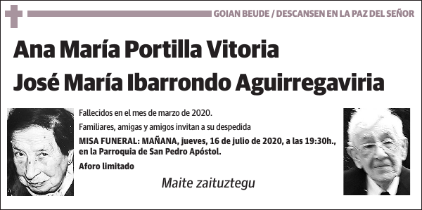 Ana María Portilla Vitoria y José María Ibarrondo Aguirregaviria