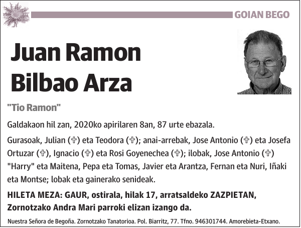 Juan Ramon Bilbao Arza 'Tio Ramon'