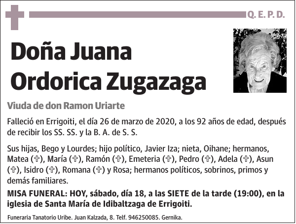 Juana Ordorica Zugazaga