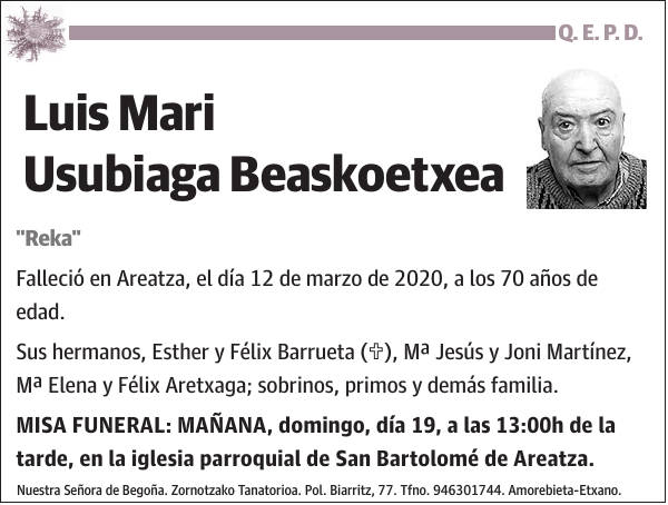 Luis Mari Usubiaga Beaskoetxea 'Reka'