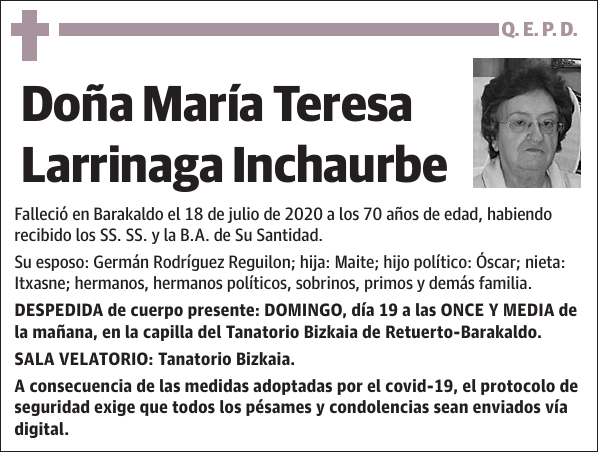 María Teresa Larrinaga Inchaurbe