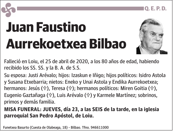 Juan Faustino Aurrekoetxea Bilbao