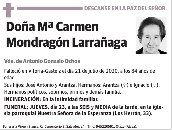 Mª Carmen Mondragón Larrañaga