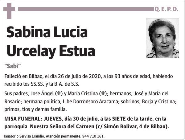 Sabina Lucia Urcelay Estua 'Sabi'