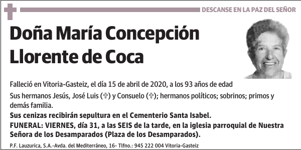 María Concepción Llorente de Coca