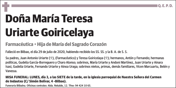 María Teresa Uriarte Goiricelaya