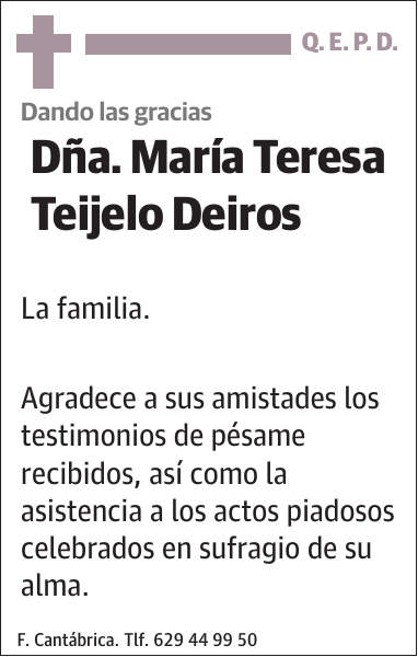 Dña. María Teresa Teijelo Deiros