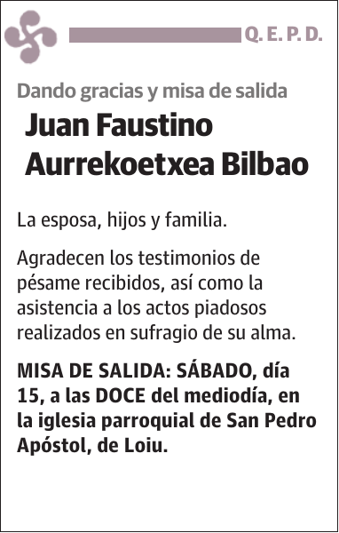 Juan Faustino Aurrekoetxea Bilbao