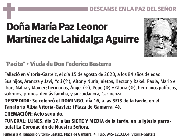 María Paz Leonor Martínez de Lahidalga Aguirre