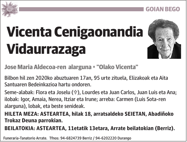 Vicenta Cenigaonandia Vidaurrazaga