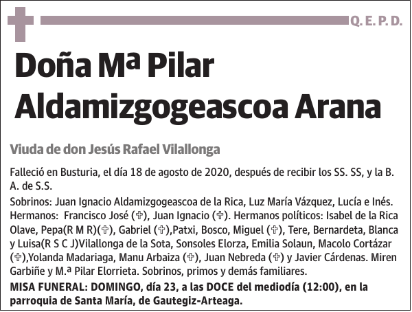 Mª Pilar Aldamizgogeascoa Arana