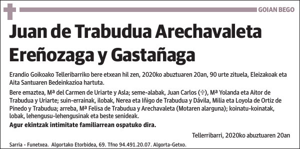 Juan de Trabudua Arechavaleta Ereñozaga y Gastañaga