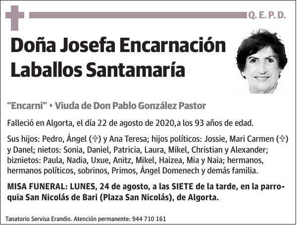 Josefa Encarnación Laballos Santamaría