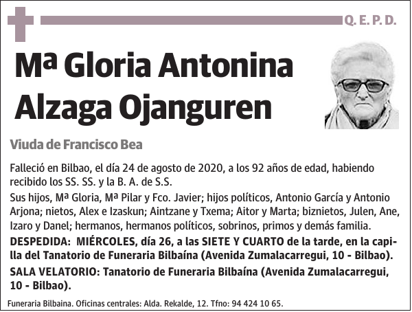 Mª Gloria Antonina Alzaga Ojanguren