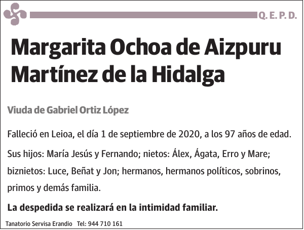 Margarita Ochoa de Aizpuru Martínez de la Hidalga