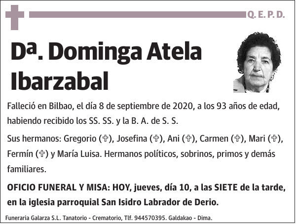 Dª. Dominga Atela Ibarzabal