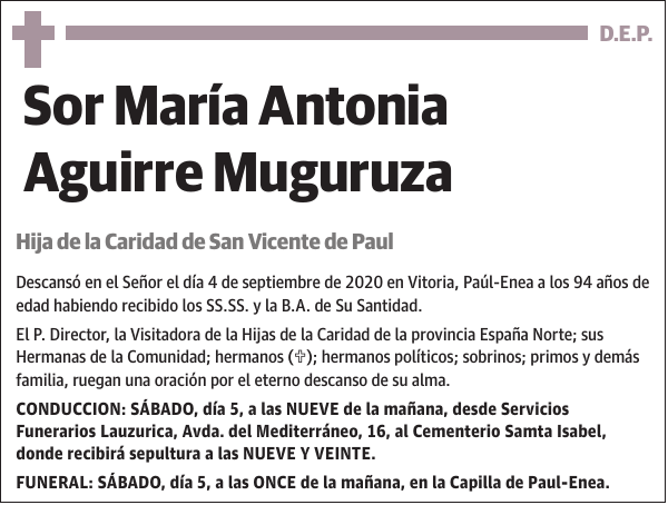 Sor María Antonia Aguirre Muguruza