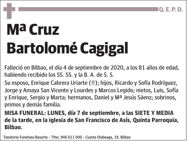 Mª Cruz Bartolomé Cagigal