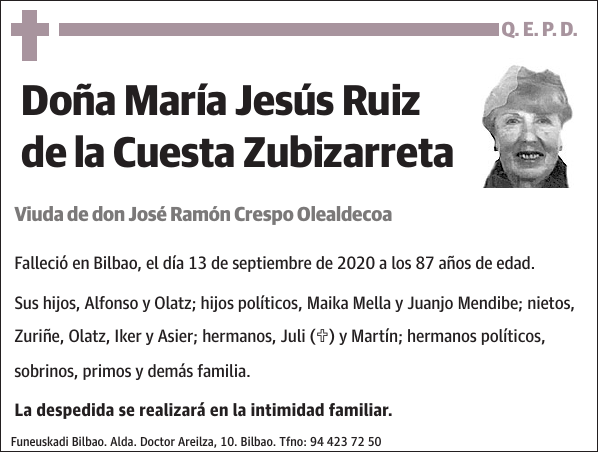 María Jesús Ruiz de la Cuesta Zubizarreta