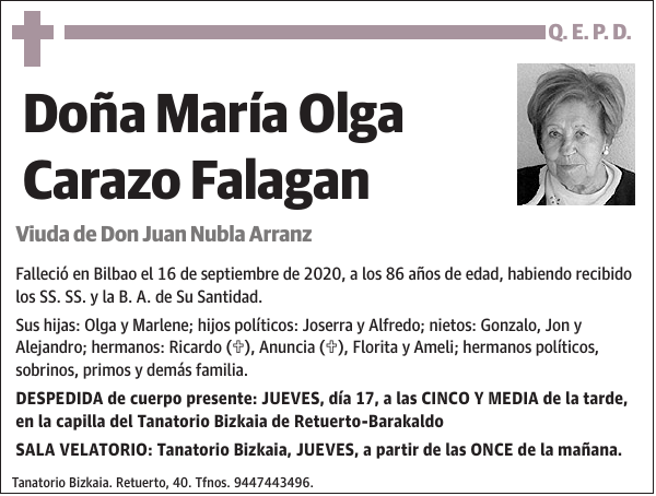 María Olga Carazo Falagan