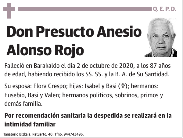 Presucto Anesio Alonso Rojo