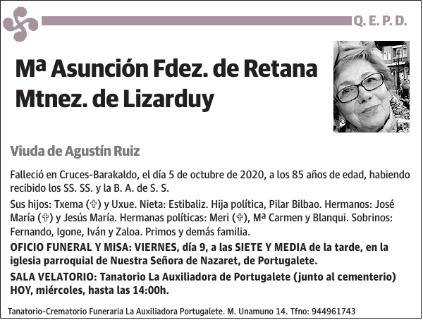 Mª Asunción Fdez. de Retana Mtnez. de Lizarduy