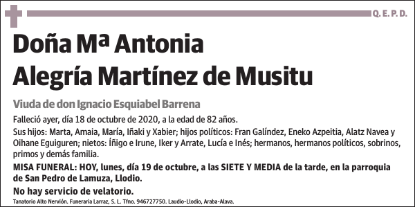 Mª Antonia Alegría Martínez de Musitu