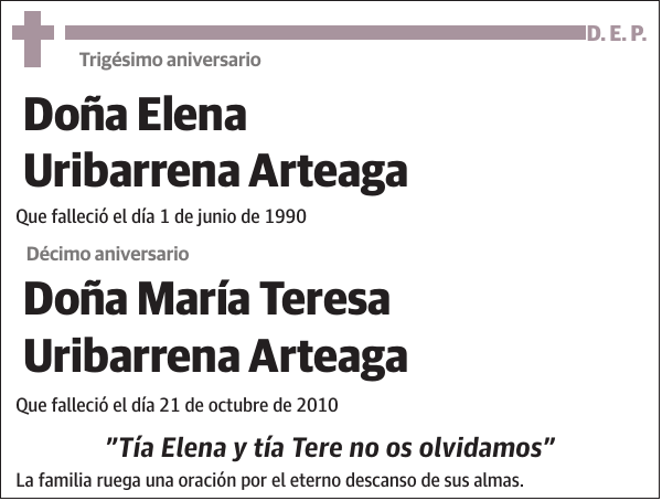 Elena Uribarrena Arteaga y María Teresa Uribarrena Arteaga