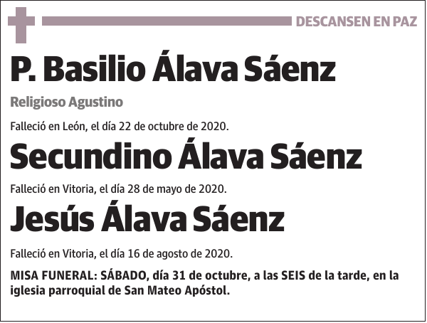 Basilio Álava Sáenz, Secundino Álava Sáenz y Jesús Álava Sáenz