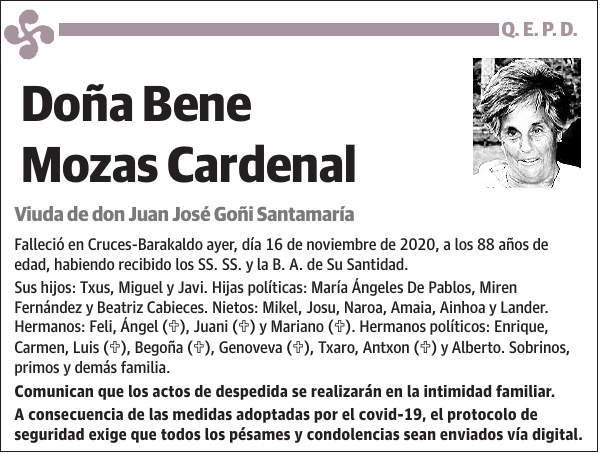 Bene Mozas Cardenal