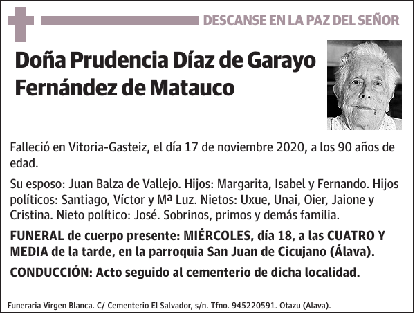 Prudencia Díaz de Garayo Fernández de Matauco