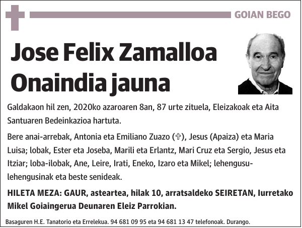 Jose Felix Zamalloa Onaindia