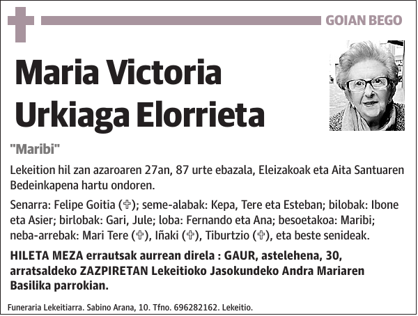 Maria Victoria Urkiaga Elorrieta'