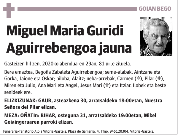 Miguel Maria Guridi Aguirrebengoa