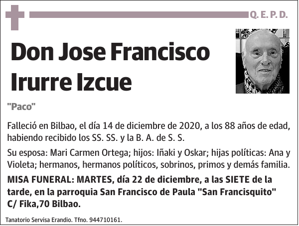 Jose Francisco Irurre Izcue