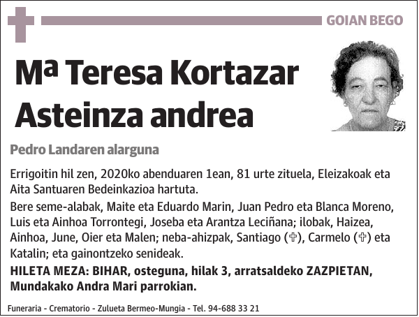 Mª Teresa Kortazar Asteinza