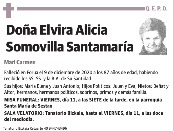 Elvira Alicia Somovilla Santamaría Mari Carmen