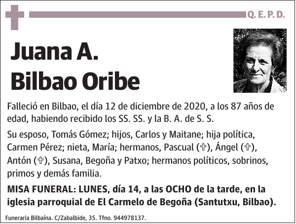 Juana A. Bilbao Oribe