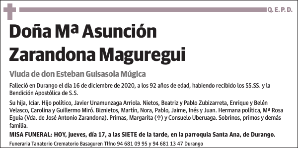 Mª Asunción Zarandona Maguregui