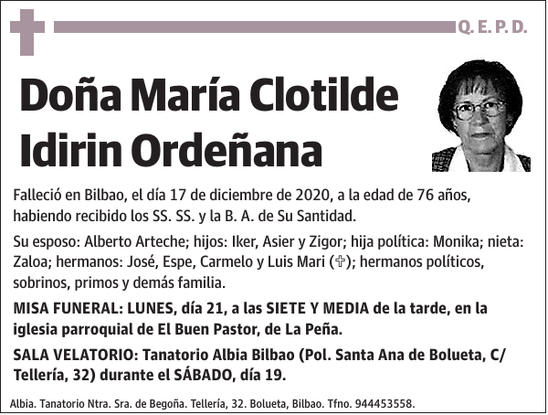 María Clotilde Idirin Ordeñana