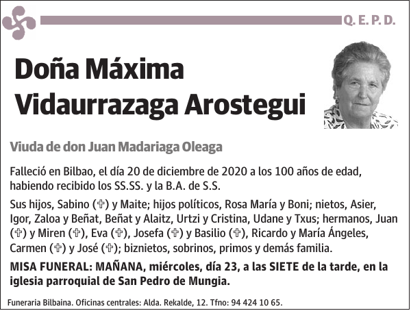 Máxima Vidaurrazaga Arostegui