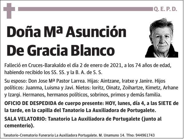 Mª Asunción De Gracia Blanco