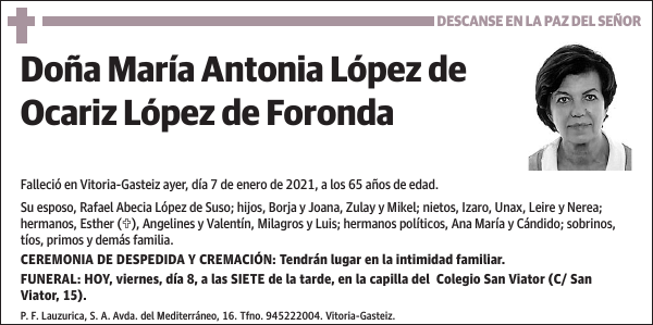 María Antonia López de Ocariz López de Foronda