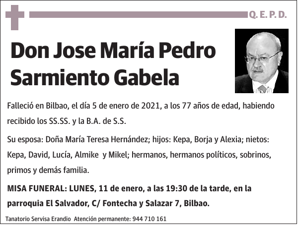 Jose María Pedro Sarmiento Gabela