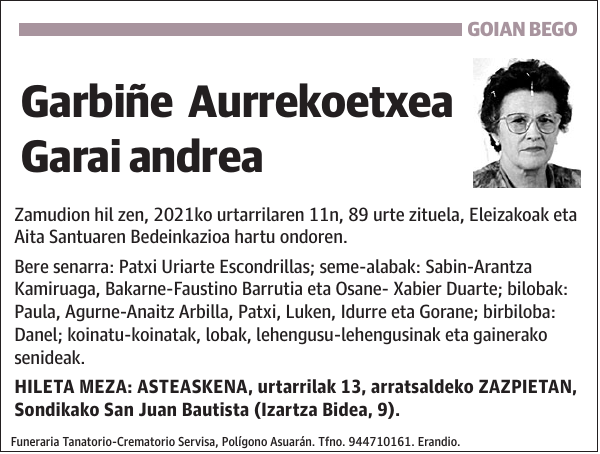 Garbiñe Aurrekoetxea Garai